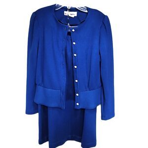 Vintage Alison J. Blue 2 Piece Knit Sweater & Skirt Set Size 12P